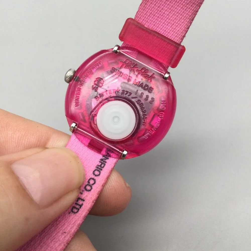 Flik Flak Hello Kitty Girls Watch 29mm Pink Dial Fabric Strap Swiss New Battery
